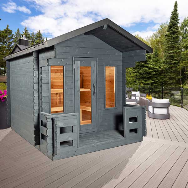 LeisureCraft Georgian Cabin 2–6 Person Outdoor Sauna with Porch