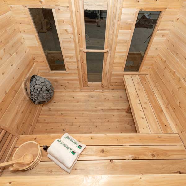 LeisureCraft Georgian Cabin 2–6 Person Outdoor Sauna with Porch