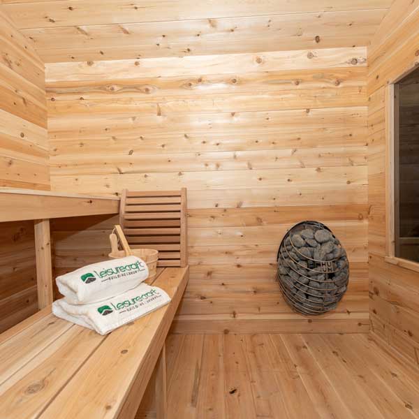 LeisureCraft Georgian Cabin 2–6 Person Outdoor Sauna with Porch