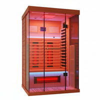 Full Spectrum Infrared Sauna – 1–2 Person Canadian Hemlock Indoor Sauna with Bluetooth & Tempered Glass Door