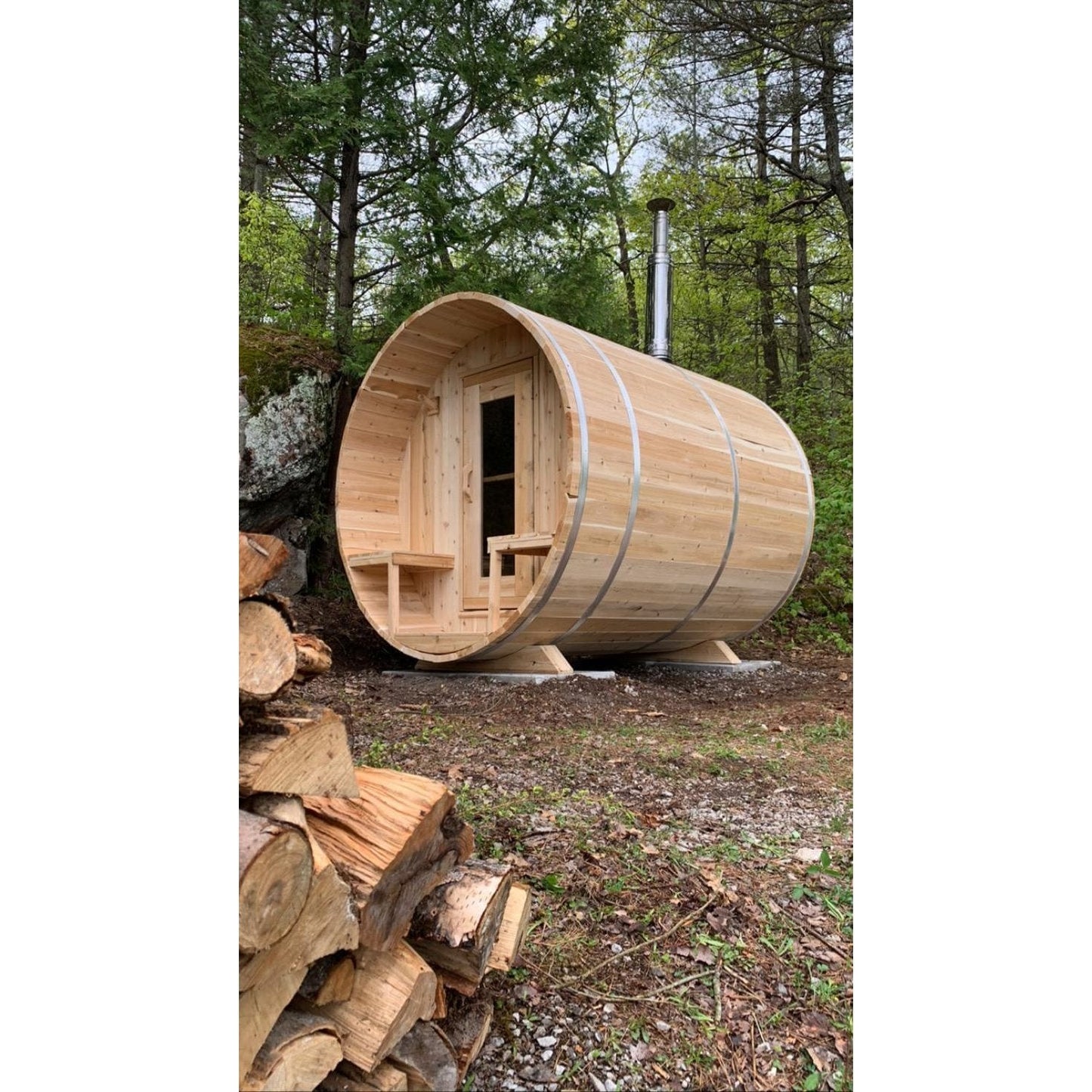 LeisureCraft Canadian Timber CTC2245W Serenity Barrel Sauna – 2–4 Person Outdoor Sauna