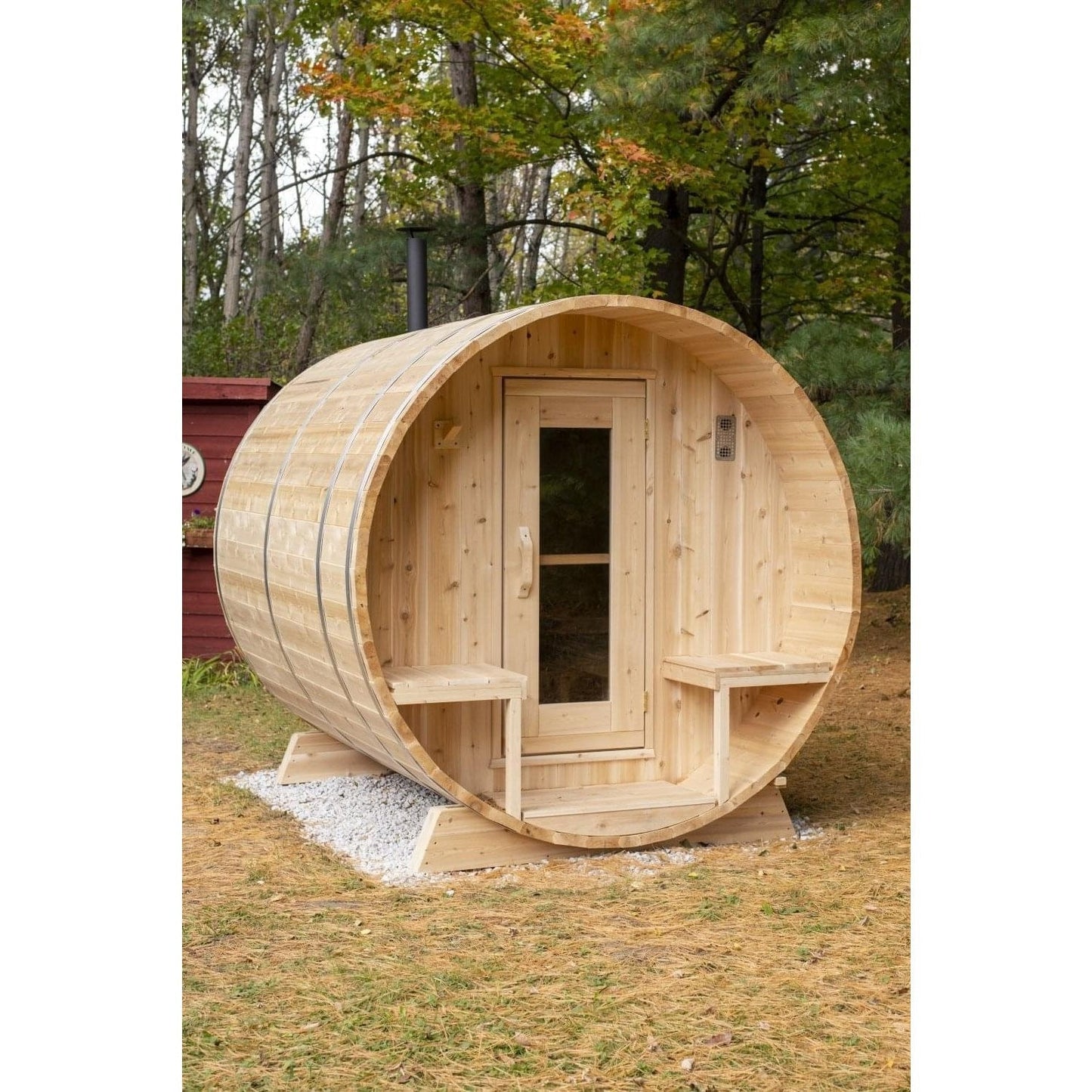 LeisureCraft Canadian Timber CTC2245W Serenity Barrel Sauna – 2–4 Person Outdoor Sauna