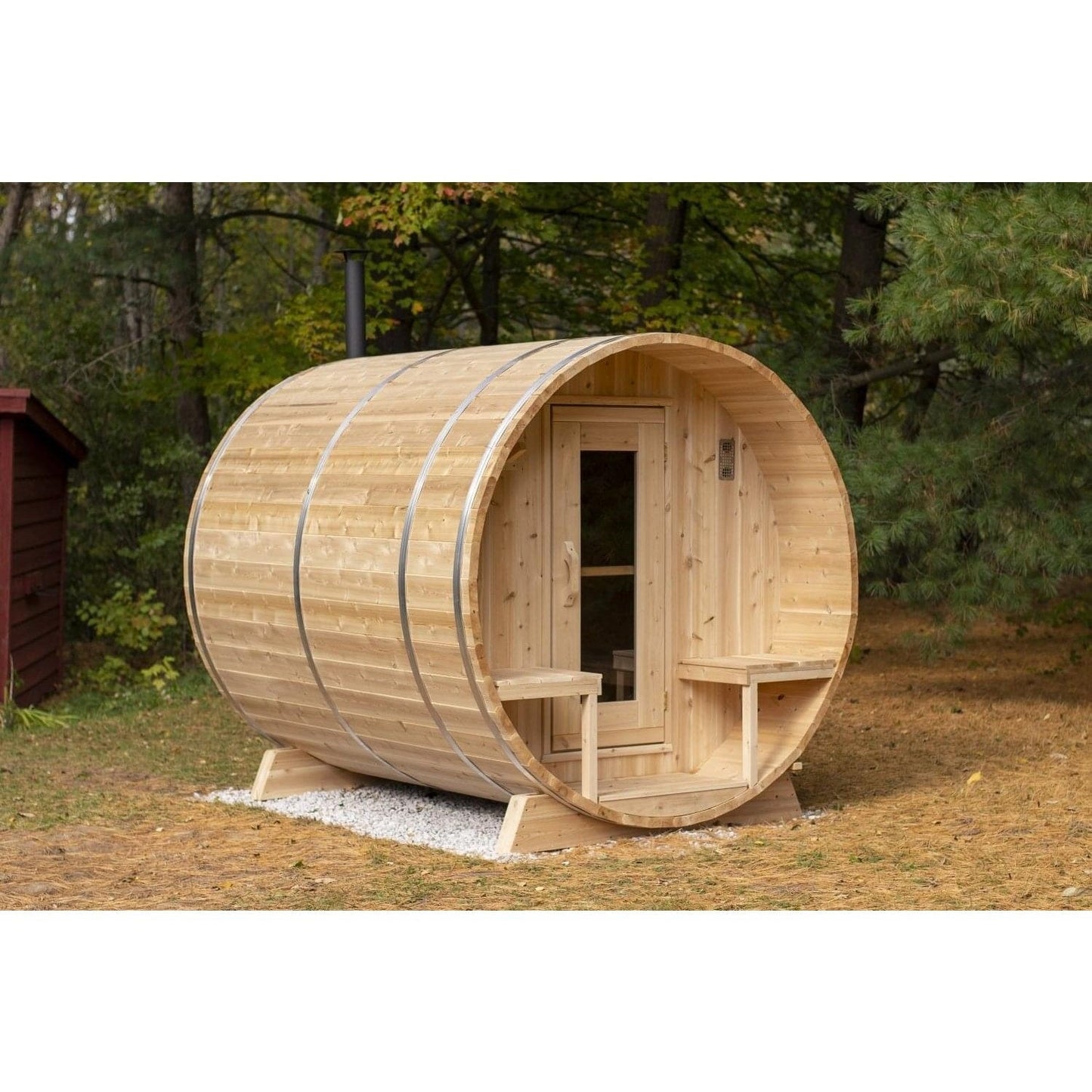 LeisureCraft Canadian Timber CTC2245W Serenity Barrel Sauna – 2–4 Person Outdoor Sauna