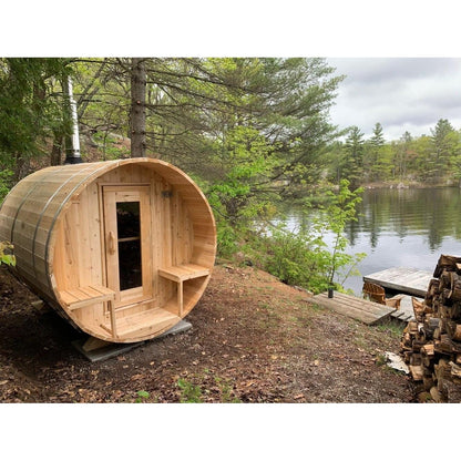 LeisureCraft Canadian Timber CTC2245W Serenity Barrel Sauna – 2–4 Person Outdoor Sauna